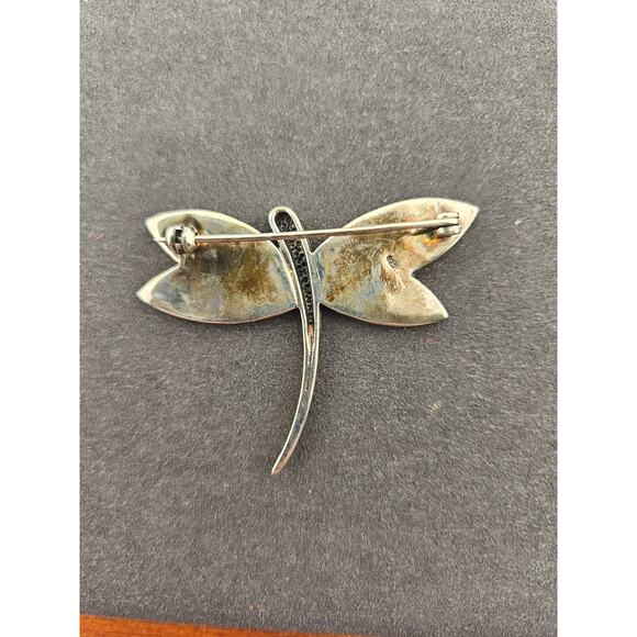 925 Silver Dragonfly mother of pearl inlay brooch - Picture 3 of 4